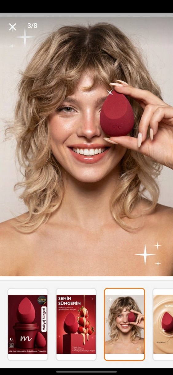 Islak ve Kuru Kullanılabilen Kırmızı Makyaj Süngeri - Görsel 2