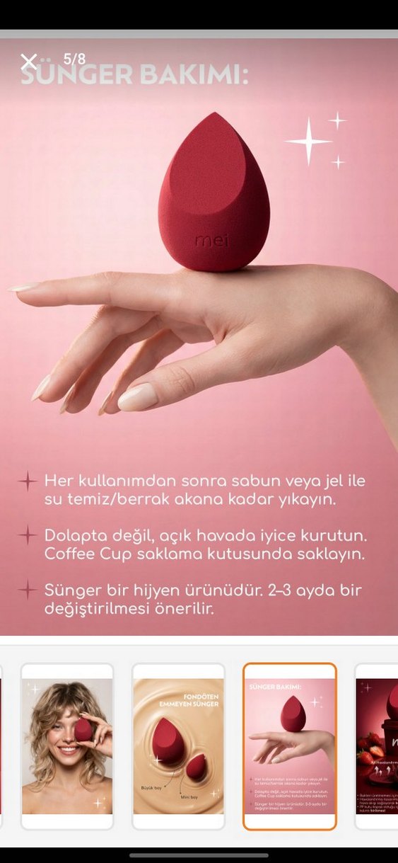 Islak ve Kuru Kullanılabilen Kırmızı Makyaj Süngeri - Görsel 4