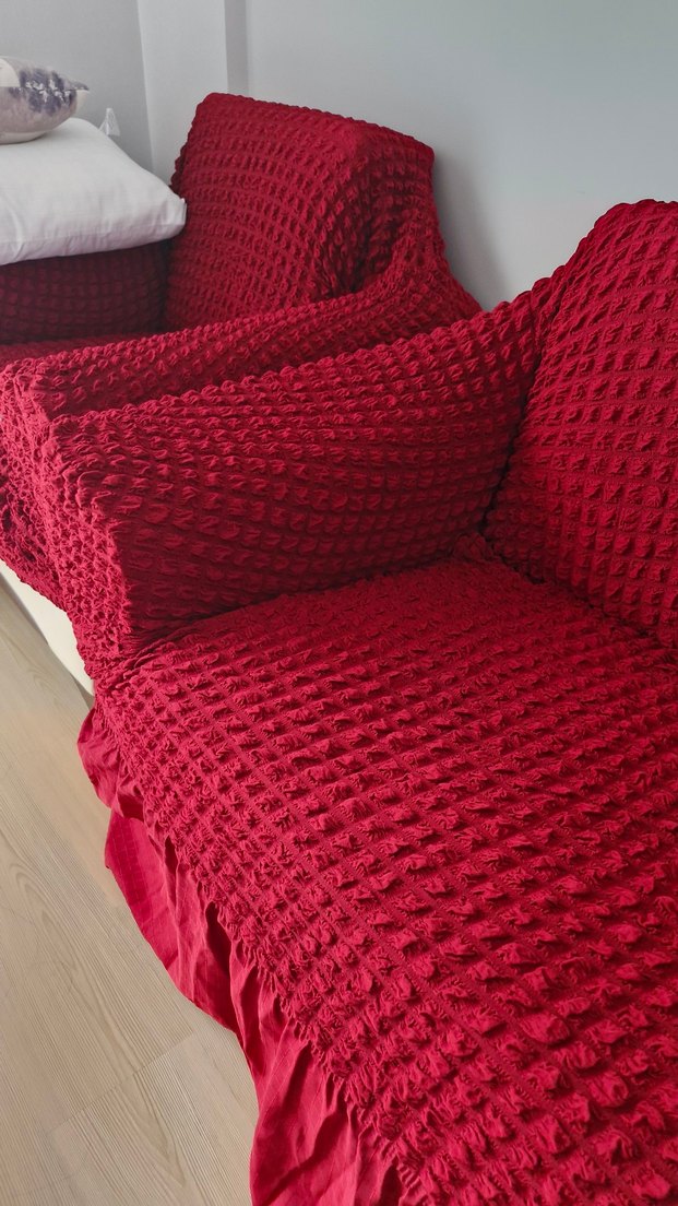 Kırmızı Bohem Koltuk Örtüsü - Görsel 3