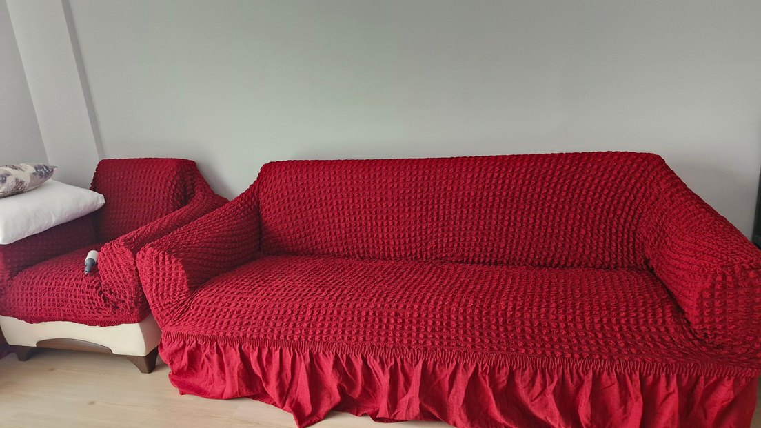 Kırmızı Bohem Koltuk Örtüsü - Görsel 2