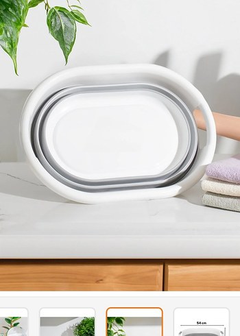 25 LT Katlanabilir Gri-Beyaz Çamaşır Sepeti - Görsel 3