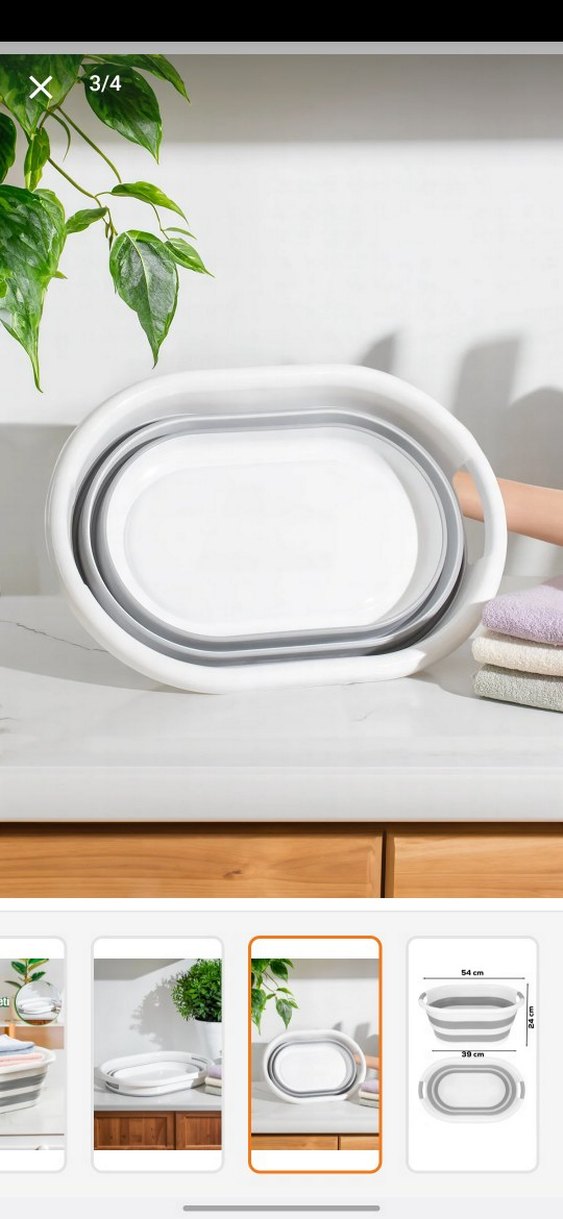 25 LT Katlanabilir Gri-Beyaz Çamaşır Sepeti - Görsel 3