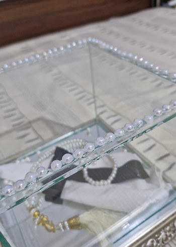 İnci İşlemeli Beyaz Düğün Aksesuar Kutusu - Görsel 3