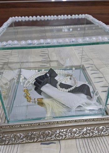 İnci İşlemeli Beyaz Düğün Aksesuar Kutusu - Görsel 2