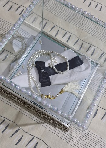 İnci İşlemeli Beyaz Düğün Aksesuar Kutusu - Görsel 7