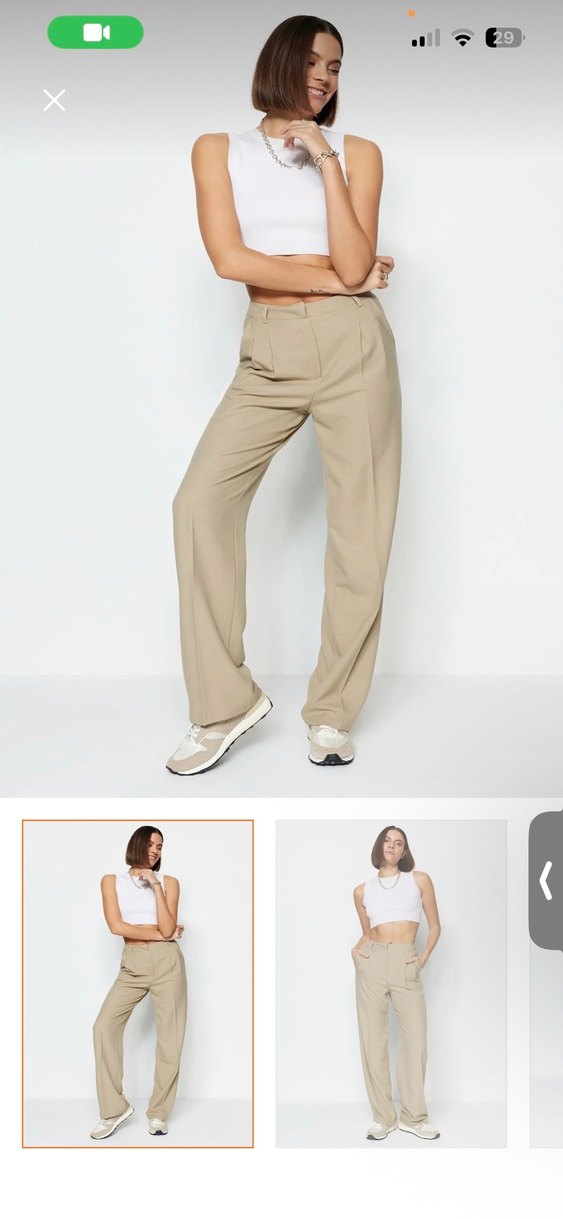 Bej Midi Kadın Kumaş Pantolon - Görsel 2