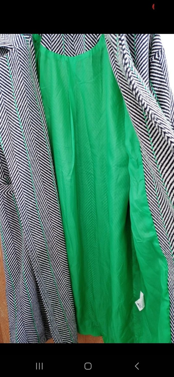 Uzun Gri Yeşil  oversize Kabanı - Görsel 4