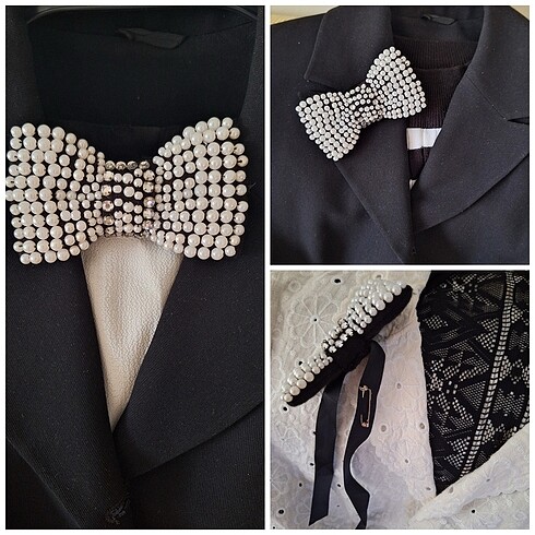 Accessorize İncili taşlı papyon broş chocker