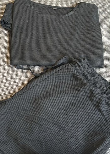 Trendyol & Milla trendy milla siyah waffle pijama takım xl