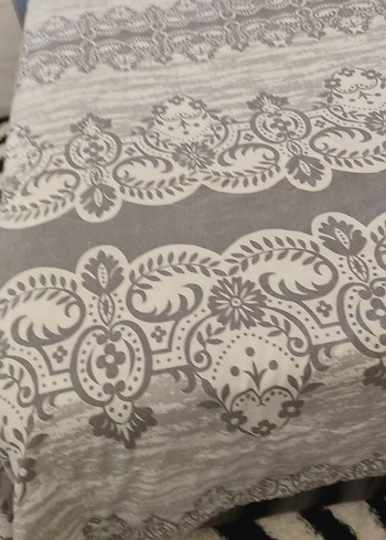 Gri Desenli Yatak Örtüsü çift kişilik yastık kılıfsız örtü - Görsel 2