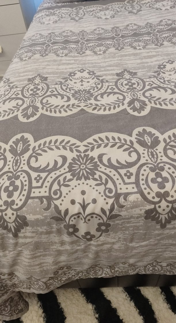 Gri Desenli Yatak Örtüsü çift kişilik yastık kılıfsız örtü - Görsel 3