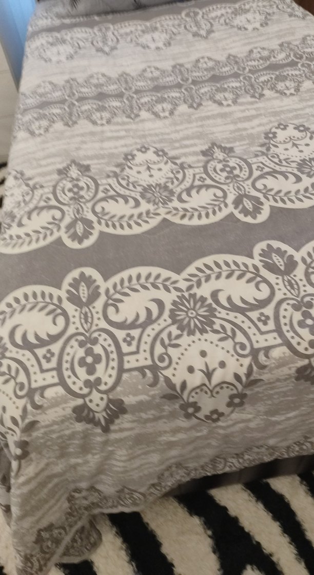 Gri Desenli Yatak Örtüsü çift kişilik yastık kılıfsız örtü - Görsel 2