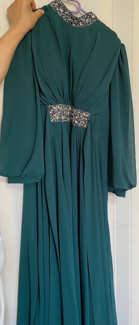 Uzun  Drapeli Abiye Elbise - Görsel 4