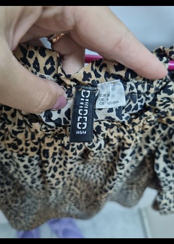 38 Beden kahverengi Renk leopar desenli bluz