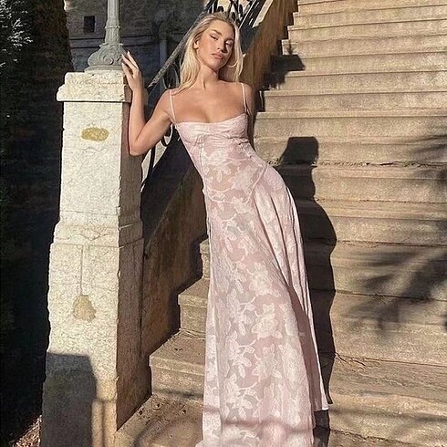 Pinterest Dantelli Pembe Uzun Elbise
