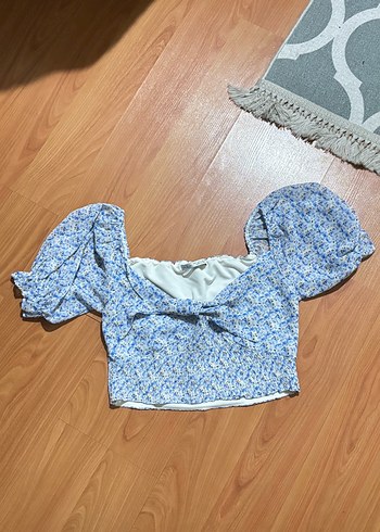 s Beden mavi Renk Mavi Mini Fırfırlı bluz