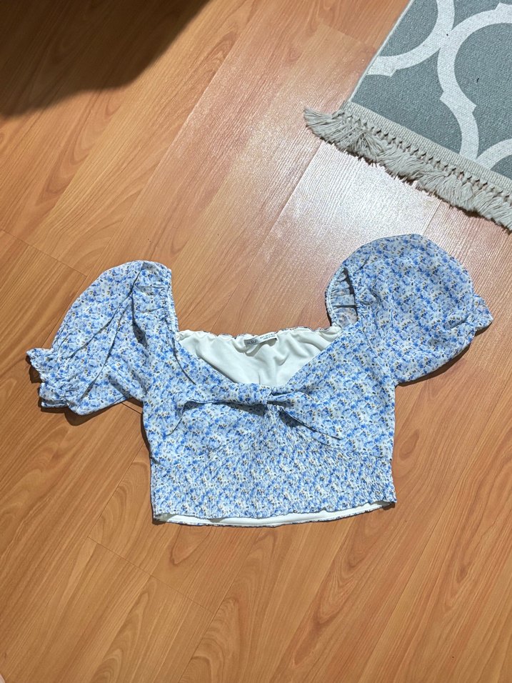 Mavi Mini Fırfırlı bluz - Görsel 3