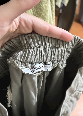 Diğer Düğmeli Bej Kadın Keten Pantolon