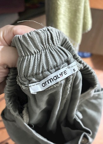 s Beden haki Renk Düğmeli Bej Kadın Keten Pantolon