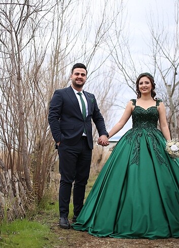 l Beden yeşil Renk Nişan abiye 
