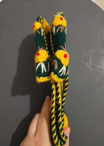 diğer Beden çeşitli Renk Nakışlı Çiçek Desenli El Örgüsü Patik