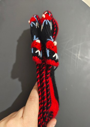 diğer Beden çeşitli Renk Nakışlı Çiçek Desenli El Örgüsü Patik