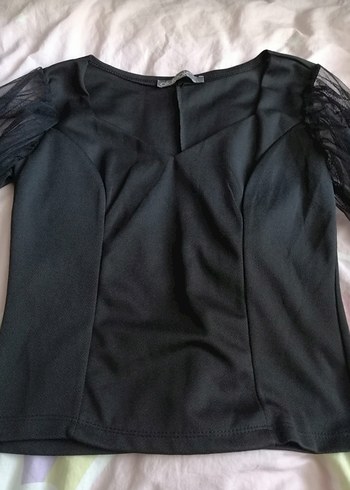 l Beden Uzun Kollu Siyah V Yaka Gotik Bluz