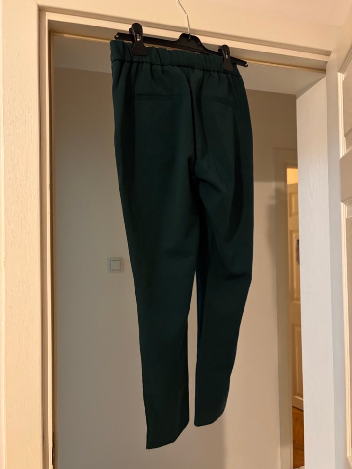 Zara Koyu Yeşil Rahat Kesim Kumaş Pantolon - Görsel 2