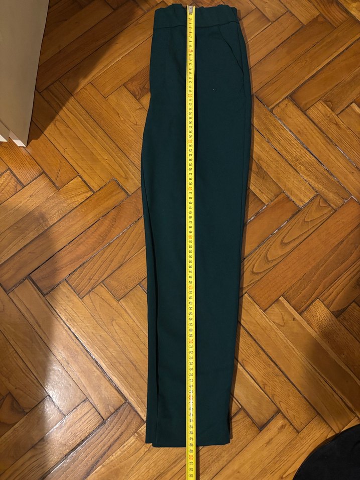 Zara Koyu Yeşil Rahat Kesim Kumaş Pantolon - Görsel 4