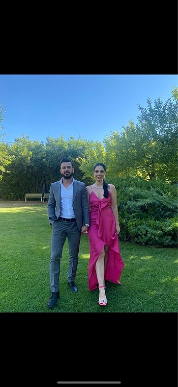 36 Beden Pembe gece elbisesi
