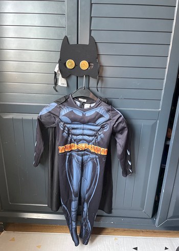 Batman pelerinli maskeli uzun Kollu Kemerli Biker Çocuk Kostümü