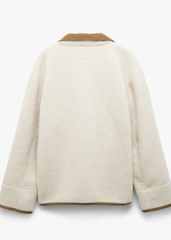 Kürk Detaylı Beyaz Midi Kadın Ceket - Görsel 5