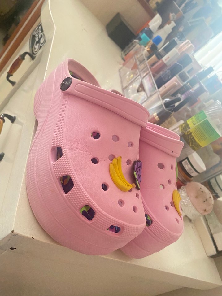 Bohem Tarzı Pembe Crocs tipi terlik - Görsel 4