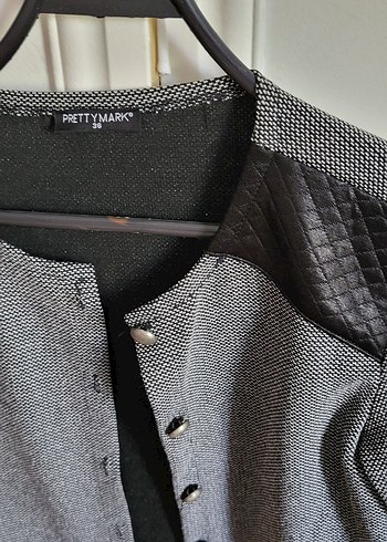 36 Beden Düğmeli Gri Kadın Ceket