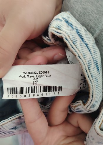 42 Beden Gri Düğmeli Loose Fit Midi Denim Kadın Jean