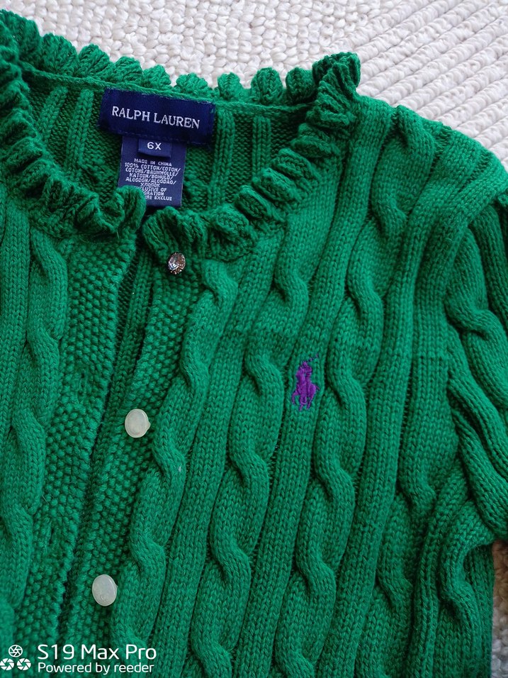 Ralph Lauren 6 Yaş 6X Kız Çocuk Triko Hırka Yeşil Orijinal — görsel 2/8