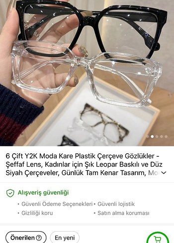  Beden Y2K Kare Plastik Gözlükler - Şeffaf