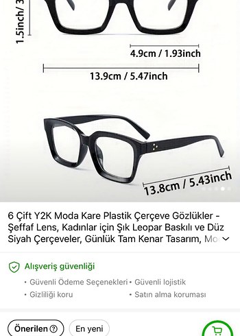  Beden gri Renk Y2K Kare Plastik Gözlükler - Şeffaf