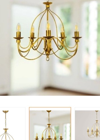 Altın Renkli 5 Kollu Avize - Görsel 2