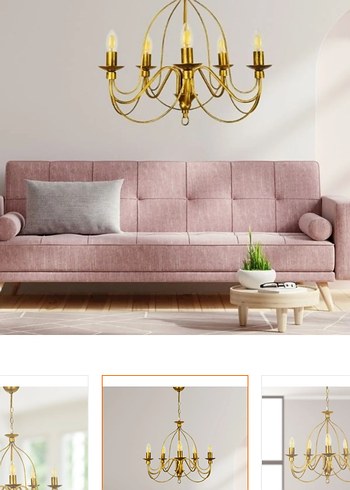 Altın Renkli 5 Kollu Avize - Görsel 4