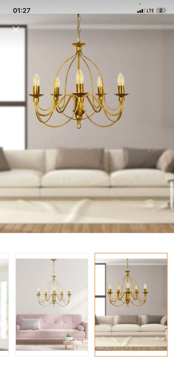 Altın Renkli 5 Kollu Avize - Görsel 3