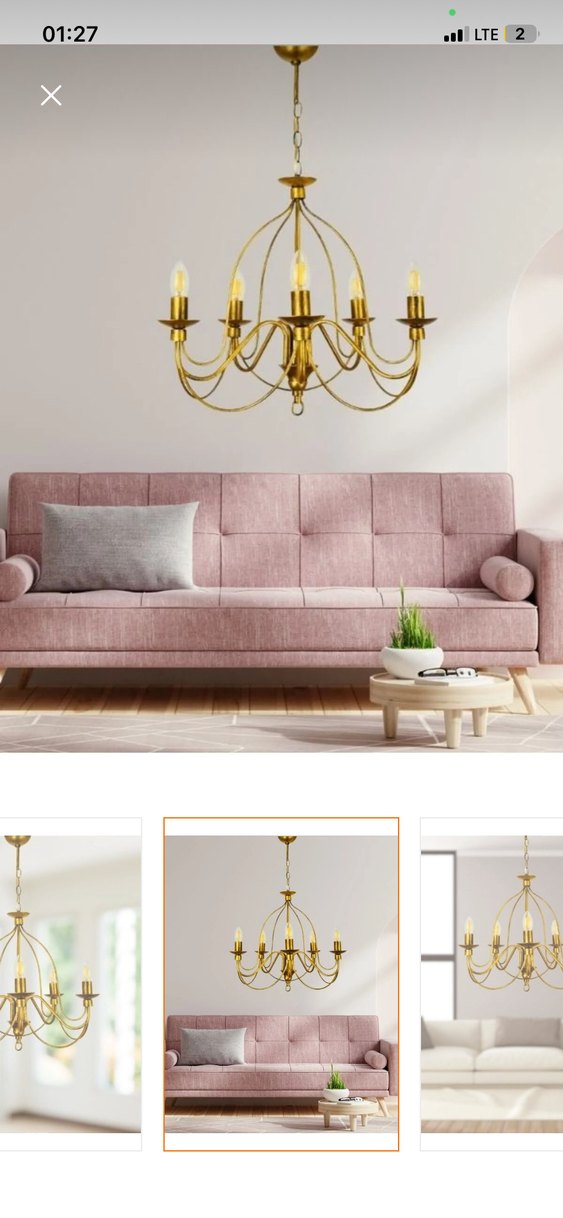 Altın Renkli 5 Kollu Avize - Görsel 4