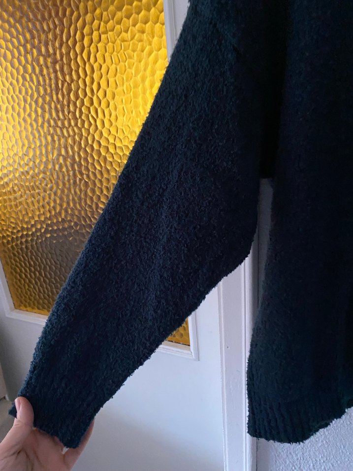 Siyah Örgü Kadın Yün Kazak - Görsel 2