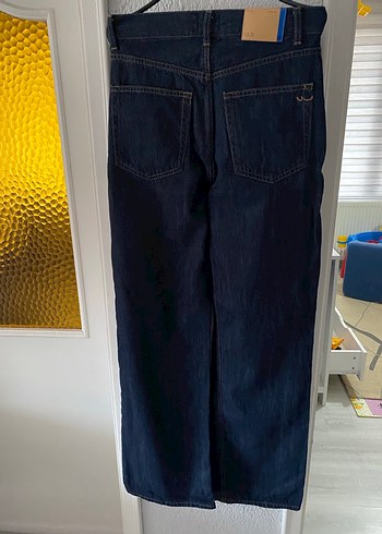 Lacivert Midi Boy Bol Kesim Kadın Kot Pantolon - Görsel 4