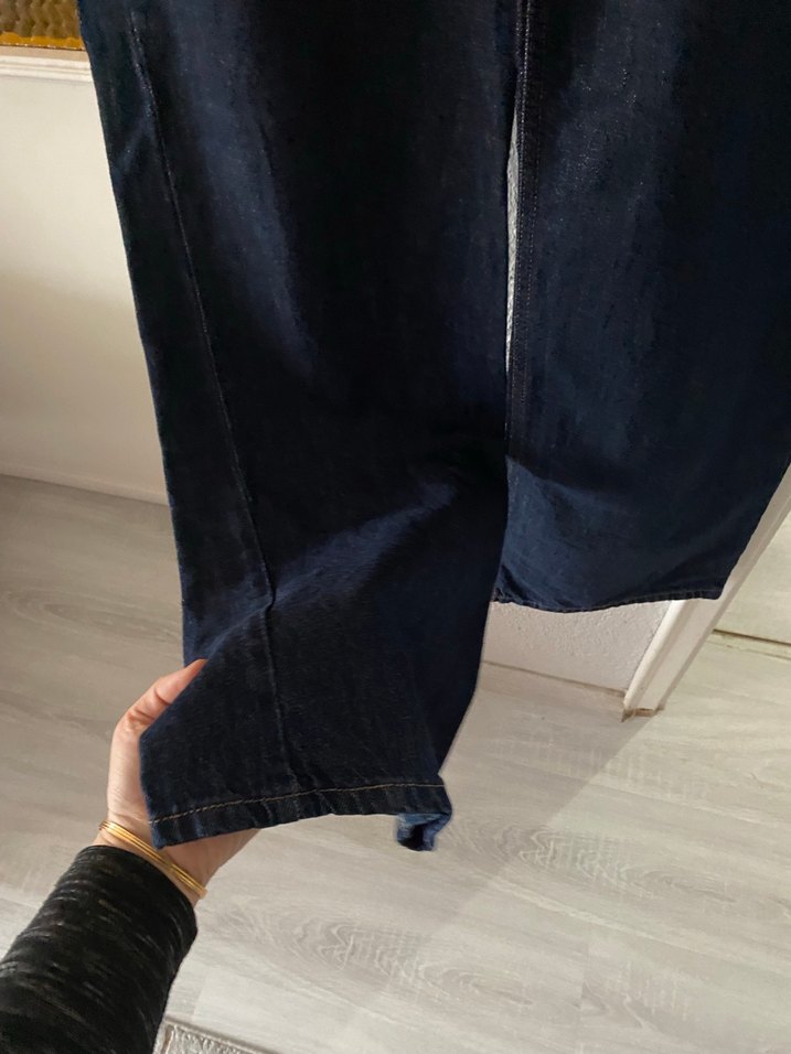 Lacivert Midi Boy Bol Kesim Kadın Kot Pantolon - Görsel 3