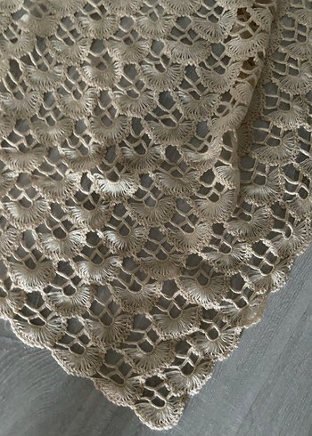 Dantel Detaylı Bej Bohem Kadın Şal - Görsel 2