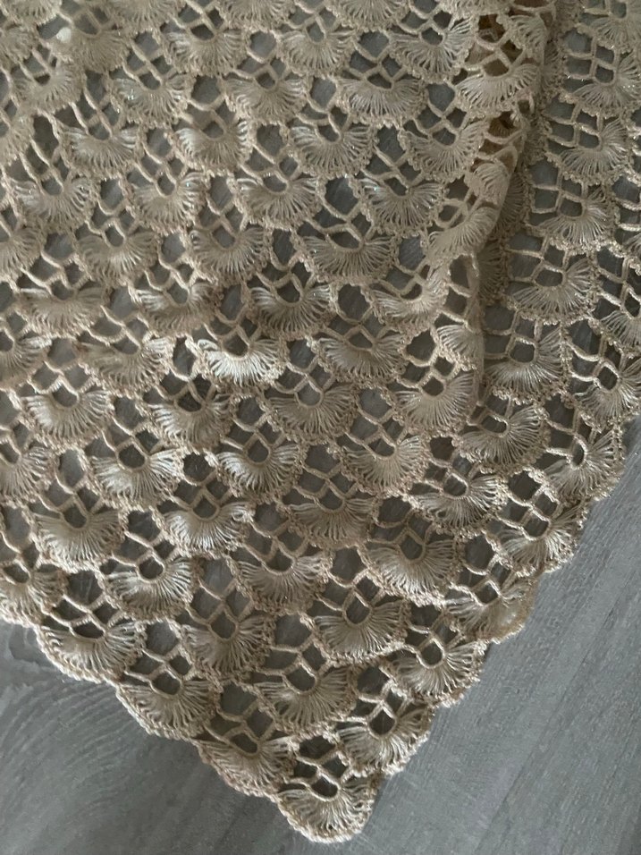 Dantel Detaylı Bej Bohem Kadın Şal - Görsel 2