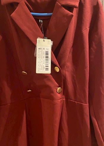 Bordo Uzun  Düğmeli Elbise - Görsel 2