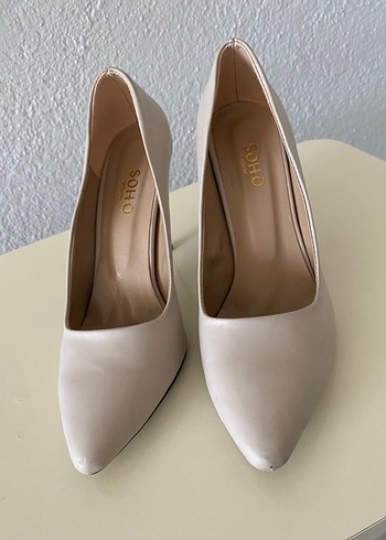 40 Beden Bej Süet Stiletto Kadın Ayakkabı