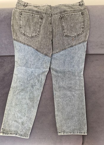 46 Beden gri Renk Gri Renkli Düğmeli Kadın Denim Pantolon